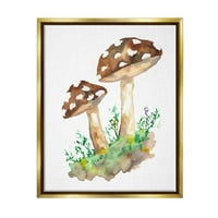 Spotted gljive šumska biljka Botanical i cvjetna grafička umjetnost Metalno zlatno uramljeno umjetnost