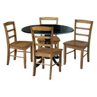 Međunarodni pojmovi Čvrsti drveni blagovaonica sa 5 komada sa unutrašnjošću tabela i ljestvica dvostrukih kapljica ručke stolice u crnoj pecan