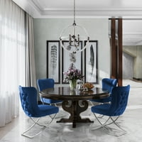 Ottomanson Imperial Tapacirano moderno srebrna stolica za trpezariju, set od 2, plave boje