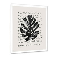 Designart 'Minimalni Tropski Palmin List Preko Grunge Teksture' Tropski Uokvireni Umjetnički Print