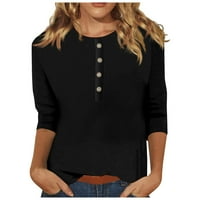 Ženski vrhovi klirens ispod $ velike veličine okrugli vrat bluza čvrsta Casual lakta dužine majice labave tunike vrhovi Crni M