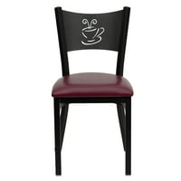 Flash nameštaj PK. Hercules serija Crna kafa leđa metalna stolica restorana - Burgundija vinilo