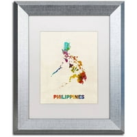 Zaštitni znak Fine Art Filipini akvarel mapa Canvas art Michael tompsett, bijeli mat, srebrni okvir