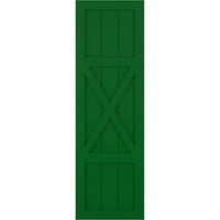 Ekena Millwork 18 W 33 H True Fit PVC Centar X-Board seoska kuća sa fiksnim nosačem, Viridian Green