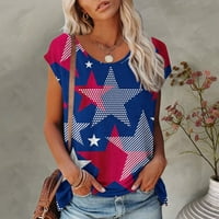 Dan nezavisnosti Shirts for Women okrugli vrat kratki rukav T Shirt Summer Gradient American Flag Shirt