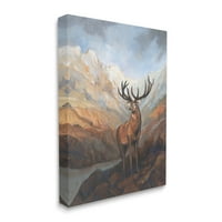 Stupell Wild Deer Dahticking Mountain View Životinje i insekti Palika Galerija zamotana platna Print Wall Art
