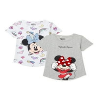 Disney Minnie Mouse Girls Majice kratkih rukava, 2-pakovanje, veličine 4-16