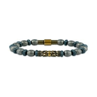 Oksidirane sive i plave Hematitne perle 316L zlato od nerđajućeg čelika IP Stretch narukvica, 8