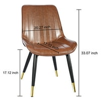 Dizajn grupa Retro tapacirane stolice za ručavanje bez ruku, karamel braon, Set od 2 komada