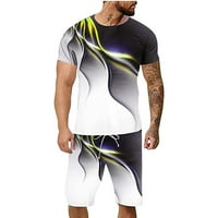 Sportski set za muškarče modni kratki rukav Sportski odjeća Ležerne prilike majice 3D plamen Ispis trenerke