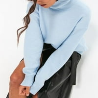 WASSERY WOOT Outleneck džemper od pune boje dugih rukava pletene pulovere vrhovi žene jesen zimskog tople