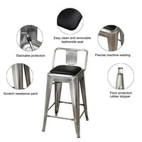 Dizajn grupa Counter visina Low Back metalne stolice sa Vegan kožna Sjedalica, Gunmetal