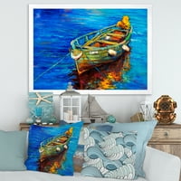 Brodovi tokom toplog zalaska sunca odmaraju se na Water IV uokvirenom slikarskom platnu Art Print