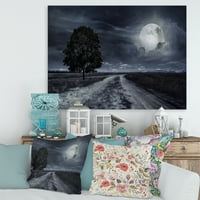 Full Moon Over Asf Alted Road Photography Canvas Art Print