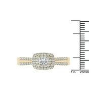 Carat T.W. Dijamantni dvostruki halo 10kt Žuti zlatni zaručni prsten