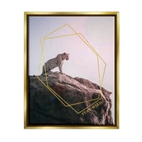 Stupell Industries Stay Wild Glam Leopard grafička Umjetnost metalik zlato plutajuće uokvireno platno