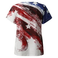 Ženska Ruka Obojena Američka Zastava Majica V Izrez Majica Pulover Kratki Rukav Vrhovi Nezavisnosti Majica