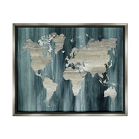 Stupell Industries Rustikalna zrnasta uzorkovana Karta svijeta zemlja oblikuje grafičku Umjetnost sjaj