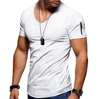 Muška ljetna kratka rukava sa patentnim zatvaračem V vrat čvrsta majica Gornja tanka košulja