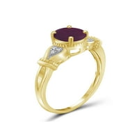 1. Carat t.g.w. Ruby Gemstone i bijeli dijamantski naglasak zlato preko srebrnog prstena od sterlinga