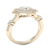 3 4CT TDW Diamond 14K žuti zlatni osmerokutni okvir Halo angažman prsten