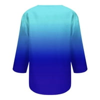 Ženski trendi labavi vrhovi klirens Casual Comfy prodaja dugmadi gradijent Tees modni ljetni kratki rukavi košulje Odjeća V vrat pulover plava L