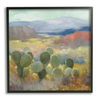 Stupell Industries biljka kaktusa bodljikave kruške Meki pustinjski kanjon pejzažne slike Crni uokvireni umjetnički Print zidna Umjetnost, 12x12