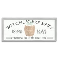 Stupell Industries Witches Brewery sezonska Halloween Vintage Salem znak grafička Umjetnost siva uokvirena