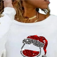 Žene ispisane labave pulover okrugli vrat dugih rukava svestrana majica