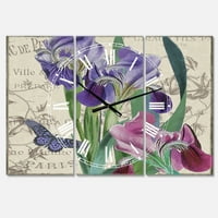 Designart' Vintage Flowers III ' predimenzionirani zidni sat za vikendicu