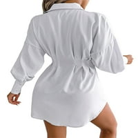 Wooblibling Ladies Sundress rever vrat kratki mini haljine Swing t majica haljina žene labavo ljeto bijelo