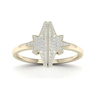 1 4ct TDW Diamond 10k modni prsten sa zvijezdama od žutog zlata