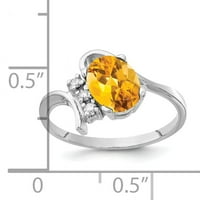 Primalni zlatni karatski bijeli zlato 8x ovalni citrinski i dijamantni prsten