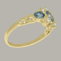 Britanski prsten od 9k žutog zlata s prirodnim plavim topazom i kubnim cirkonijem ženski zaručnički prsten-Opcije veličine-veličina 7,25