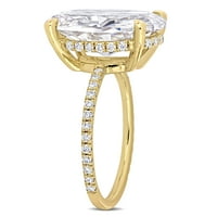 Miabella Women's 8- Carat t.g.w. Ovalni rez i okrugli rez kreirao je moissanite 10kt žuti zlatni prsten za angažovanje