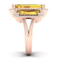 Imperial Gemstone 10k Rose Gold Smaragd CITRINE CT TW Diamond Tri kameni halo ženski prsten