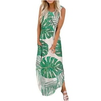 GAECUW Maxi vjenčanice za žene za ženska posada bez rukava bez rukava havajske havajske kostimerne haljine dužine gležnjanja plaža haljina trendi haljine casual ljetne haljine haljine za odmor