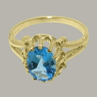 Britanci napravio 18k žuto zlatowomens prsten prirodni plavi prsten za angažman Topaz - Opcije veličine - veličina 7.5