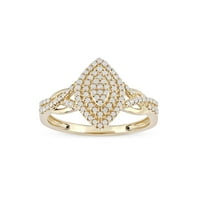 1 4ct TW Diamond 10K žuti zlatni harquise oblikovan klaster Halo Ring