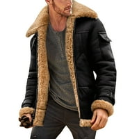 HGW muški Tops Coats rever Vintage Thicken-krznene jakne Style kožni rukav muška jakna zimska Plus Veličina