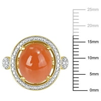 Miabella ženski karat T. G. W. Ovalni Kabošon rezani narandžasti mjesečev kamen i dijamantski naglasak 14kt Halo koktel prsten od žutog zlata