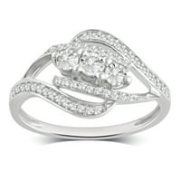 Arista Carat T. W dijamantski prsten za godišnjicu od tri kamena u Sterling srebru