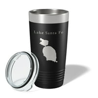 Jezero Santa Fe karta Tumbler Travel šolja izolovana Laser gravirana šolja za kafu Florida Oz Black