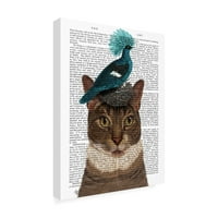 Mačka zaštitnih znaka fine umjetnosti 'mačka s gnijezdo i plavom pticom' platno umjetnost FAB Funky