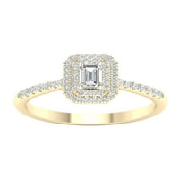 Imperial Ct TDW smaragdni dijamant dvostruki oreol zaručnički prsten od 10k žutog zlata