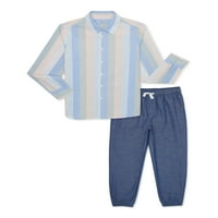 Wonder Nation Boys button prednja košulja i Jogger pantalone Set, 2 komada, veličine 4-18