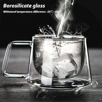 DabuLiu 7.1 oz Clear Shot Glass izolovane šolje za kafu sa dvostrukim zidovima sa ručkama za čaj, izdržljive