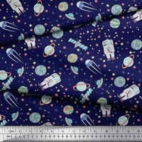 Soimoi plava mahovina Georgette tkanina Astronaut & Planet Galaxy štampana zanatska tkanina po dvorištu