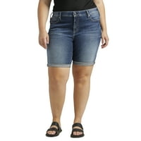 Silver Jeans Co. Plus Size Elyse Srednji Rast Bermuda Kratke Veličine Struka 12-24