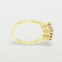 Britanski 14k prsten od žutog zlata sa prirodnim ružičastim turmalinskim ženskim Vereničkim prstenom-Opcije veličine-veličina 7.25